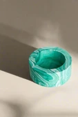 El Yapımı Mermer Desenli Yeşil Beton Tealight Mumluk 3 Adet | Minimal Dekoratif Şamdan - 1