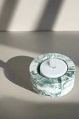 El Yapımı Mermer Desenli Yeşil Beton Tealight Mumluk | Minimal Dekoratif Mumluk 3 Adet - 1