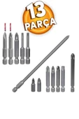 - Klytek Matkap Bits Uç Vidalama Ucu Düz Yıldız Torx Uçları Seti (13 PARÇA) - 1