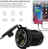 Oto Çakmaklık Şarj Soketi Marine Pano Tip 2 USB QC 3.0 Type-C PD Hızlı Şarj 12-24v - 4