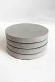 Beton Gri 4’lü Bardak Altlığı Seti ve Stand | Minimalist Modern Dekoratif Beton Altlık Takımı - 4