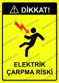Dikkat! Elektrik Çarpma Riski Uyarı Levhası - 1