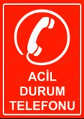 Acil Durum Telefonu Uyarı Levhası - 1