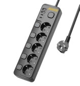 3680W Anahtarlı Akım Korumalı 5'li Grup Priz Çocuk Korumalı 2x USB + 2x TYPE-C - 1