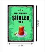 Sana Demlenen Şiirler Var Retro Ahşap Poster - 1
