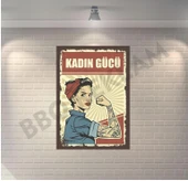 Kadın Gücü Retro Ahşap Poster - 1