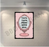 Yapa Yapa Öğreniyoruz Ayna Retro Ahşap Poster - 1