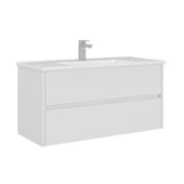 Orka Arno 100 cm Parlak Beyaz Çekmeceli Banyo Dolabı Alt Modül Lavabo thumbnail 1