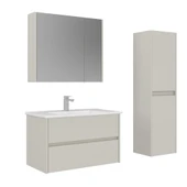 Orka Arno 85 cm Parlak Kaşmir Çekmeceli Banyo Dolabı Takımı ve Boy Dolabı thumbnail 1