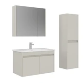 Orka Arno 85 cm Parlak Kaşmir Kapaklı Banyo Dolabı Takımı ve Boy Dolabı thumbnail 1