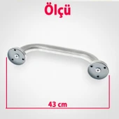 Banyo Tutunma Barı 43 cm Paslanmaz Çelik Vidalı Duvar Tipi Destek Barı Engelli Güvenlik Tutacağı - 4