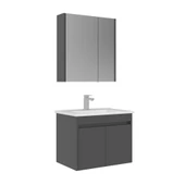 Orka Arno 65 cm Parlak Antrasit Kapaklı Banyo Dolabı Alt Modül Lavabo thumbnail 2