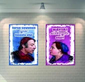 Neşeli Günler Adile Naşit ve Münir Özkul Retro Ahşap Poster - 1