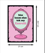 Bize Lazım Olan Tek Şey Enerciii Ayna Retro Ahşap Poster - 2