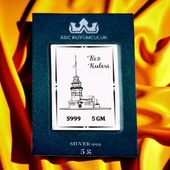 Güzelliği ve Romantizmi Simgeleyen Kız Kulesi Temalı Hediyeye Özel 999 Ayar Gümüş Külçesi-674 - 1