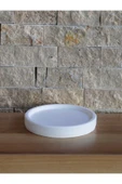 Daire Beton Saksı Tabağı Küçük Boy 12cm Dekoratif Hediyelik Ham Beyaz - 1