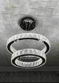 GN GEN AYDINLATMA Modern Gümüş Sarkıt Kristal Taşlı Üç Renk Led Ikili Avize 30-40 cm - 6