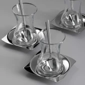 Jumbo Kybele 18 Parça Çelik Çay Seti thumbnail 2