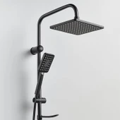 Robot Tepe Duş Seti Tam Takım Mat Siyah Lüks Yağmurlama Başlıklı Vidalı Duş Sistemi Banyo Duvar Tipi thumbnail 1