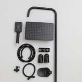 Robot Duş Seti Tam Takım Siyah Lüks Yağmurlama Çok Fonksiyonlu El Duşu Başlıklı Vidalı Duş Sistemi thumbnail 2