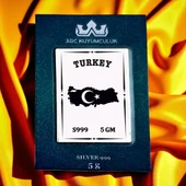 Birliği ve Gururu Simgeleyen Türkiye Haritası Temalı Hediyeye Özel 999 Ayar Gümüş Külçesi-676 - 1