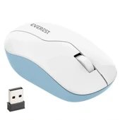 Everest Smw-973 Usb Beyaz-mavi 2.4ghz 1200dpı Kablosuz Optik Mouse 5 Metre Menzilli - 1