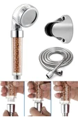 Filtreli Ve Su Tasarruflu Arıtmalı Duş Başlığı Seti Boncuklu Başlık Hortum Ve Mafsal Set thumbnail 1