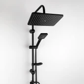 Robot Tepe Duş Seti Tam Takım Mat Siyah Lüks Yağmurlama Başlıklı Vidalı Duş Sistemi Banyo Duvar Tipi thumbnail 2