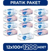El ve Yüz Havlusu 12 Paket 12 Rulo 2 Katlı 100 Yaprak Ev ve Endüstriyel Kullanıma Uygun - 1