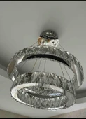 GN GEN AYDINLATMA Modern Gümüş Sarkıt Kristal Taşlı Üç Renk Led Ikili Avize 30-40 cm - 5