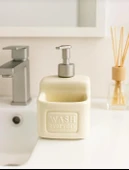 Şık ve Pratik Seramik Süngerlikli Sıvı Sabunluk/Deterjanlık, krem, 500 ml - 4