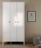 Hunerika Thalen 3 Kapaklı Gardırop-Wood Beyaz-Minifiks Bağlantılı - 4