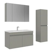 Orka Tivoli 100 cm Mat Kaşmir Banyo Dolabı Takımı ve Boy Dolabı thumbnail 1