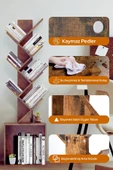 6 Katlı Kitaplık Depolama Dolaplı, Dar ve Uzun Ağaç Kitaplık | Modern Rustik Kahverengi Kitap Düzenleyici - 7