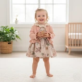 Kız Bebek Ceketli Güpürlü Donlu Elbise Takımı MAR-155-1 - 1