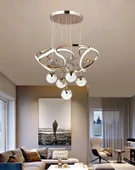 Galaksi Modern Sarkıt 5+1 Papatya Gold Ledli Oturma Odası Avize ve Ledli Avize thumbnail 1