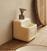 Şık ve Pratik Seramik Süngerlikli Sıvı Sabunluk/Deterjanlık, krem, 500 ml - 2