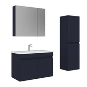 Orka Tivoli 85 cm Mat Lacivert Banyo Dolabı Takımı ve Boy Dolabı thumbnail 1