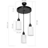 Duruaydınlatma 3'lü Siyah Opal Yemek Odası Yatak Odası Oturma Odası Salon Avize Sarkıt - 3