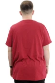 Mode XL Büyük Beden Erkek Baskılı T-Shirt Bisiklet Yaka FUTUREHEAD U24029 Bordo thumbnail 4