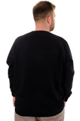 Mode XL Büyük Beden Erkek Bisiklet Yaka Basic Sweatshirt U24174 Siyah thumbnail 4