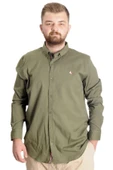 Mode XL Büyük Beden Erkek Gömlek U.Kol Tom Oxford 23303 Haki thumbnail 1