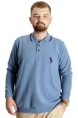 Mode XL Büyük Beden Erkek Sweat Polo Selanik Horse 23442 Mavi thumbnail 1