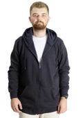 Mode XL Büyük Beden Erkek Sweat Kapüşonlu Fermuarlı Outsider 23547 Lacivert thumbnail 1