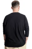 Mode XL Büyük Beden Erkek T-Shirt U.Kol Explore Further 23098 Siyah thumbnail 4