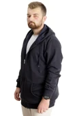 Mode XL Büyük Beden Erkek Sweat Kapüşonlu Fermuarlı Outsider 23547 Lacivert thumbnail 2