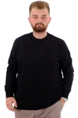 Mode XL Büyük Beden Erkek Bisiklet Yaka Basic Sweatshirt U24174 Siyah thumbnail 1