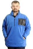 Mode XL Büyük Beden Erkek Sweat Yarım Fermuarlı Garnili Polar 23552 Mavi thumbnail 1