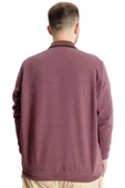 Mode XL Büyük Beden Erkek Sweat Polo Selanik Basic 20441 Gül Kurusu thumbnail 4