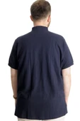 Mode XL Büyük Beden T-Shirt Hakim Yaka Yatching 22327 Lacivert thumbnail 4